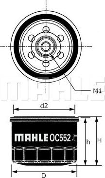 MAHLE OC 552 - Масляный фильтр unicars.by