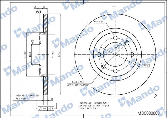 Mando MBC030008 - Тормозной диск unicars.by