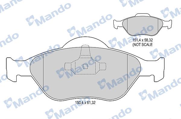 Mando MBF015145 - Тормозные колодки, дисковые, комплект unicars.by