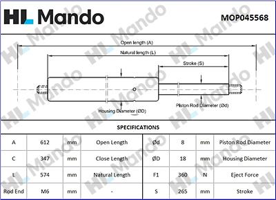 Mando MOP045568 - Газовая пружина, упор unicars.by