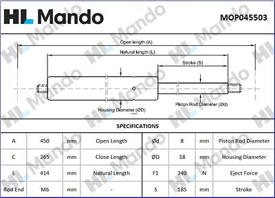 Mando MOP045503 - Газовая пружина, упор unicars.by