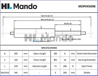 Mando MOP045698 - Газовая пружина, упор unicars.by