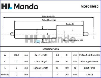 Mando MOP045680 - Газовая пружина, упор unicars.by