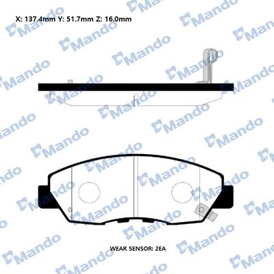 Mando RMPO02NS - Тормозные колодки, дисковые, комплект unicars.by