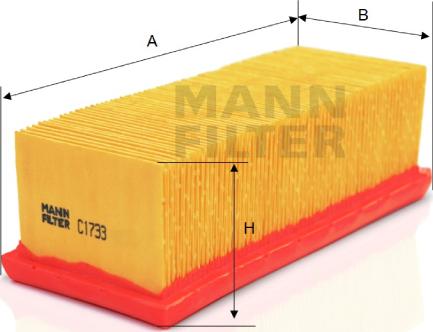 Mann-Filter C 1733 - Воздушный фильтр, двигатель unicars.by