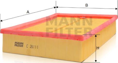 Mann-Filter C 26 111 - Воздушный фильтр, двигатель unicars.by