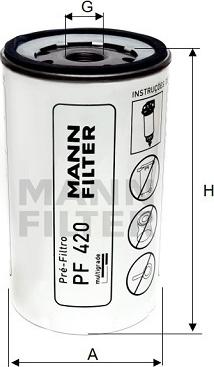 Mann-Filter PF 420 - Топливный фильтр unicars.by