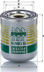 Mann-Filter TB 1394/16 x - Патрон осушителя воздуха, пневматическая система unicars.by