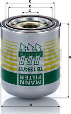 Mann-Filter TB 1394/17 x - Патрон осушителя воздуха, пневматическая система unicars.by