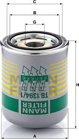 Mann-Filter TB 1394/1 x - Патрон осушителя воздуха, пневматическая система unicars.by