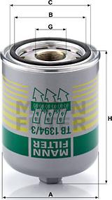 Mann-Filter TB 1394/3 x - Патрон осушителя воздуха, пневматическая система unicars.by