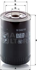 Mann-Filter W 940/18 - Масляный фильтр unicars.by