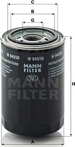 Mann-Filter W 940/38 - Масляный фильтр unicars.by