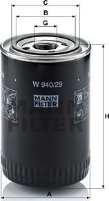 Mann-Filter W 940/29 - Масляный фильтр unicars.by