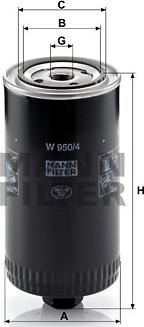 Mann-Filter W 950/4 - Масляный фильтр unicars.by