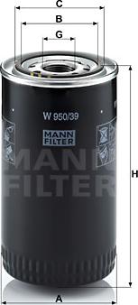 Mann-Filter W 950/39 - Масляный фильтр unicars.by