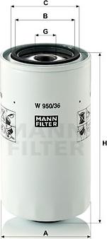 Mann-Filter W 950/36 - Масляный фильтр unicars.by