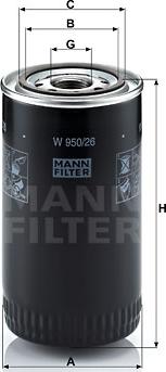 Mann-Filter W 950/26 - Масляный фильтр unicars.by