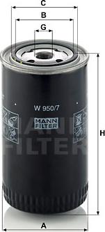 Mann-Filter W 950/7 - Масляный фильтр unicars.by