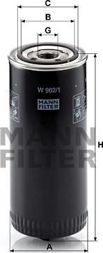 Mann-Filter W 962/1 - Фильтр, система рабочей гидравлики unicars.by