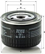 Mann-Filter W 914/4 - Масляный фильтр unicars.by