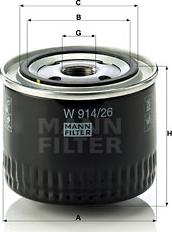 Mann-Filter W 914/26 - Масляный фильтр unicars.by