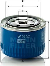 Mann-Filter W 914/2 - Масляный фильтр unicars.by