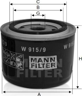 Mann-Filter W 915/9 - Масляный фильтр unicars.by