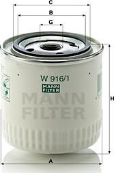 Mann-Filter W 916/1 - Масляный фильтр unicars.by