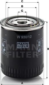 Mann-Filter W 930/12 - Масляный фильтр unicars.by