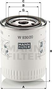 Mann-Filter W 930/20 - Масляный фильтр unicars.by