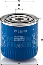 Mann-Filter W 920/48 - Масляный фильтр unicars.by