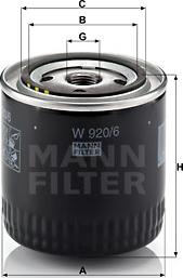 Mann-Filter W 920/6 - Масляный фильтр unicars.by