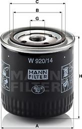 Mann-Filter W 920/14 - Масляный фильтр unicars.by