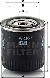 Mann-Filter W 920/7 y - Масляный фильтр unicars.by