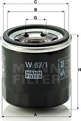 Mann-Filter W 67/1 - Масляный фильтр unicars.by