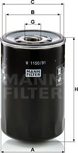 Mann-Filter W 1150/91 - Фильтр, система рабочей гидравлики unicars.by