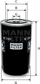 Mann-Filter W 1167 - Масляный фильтр unicars.by