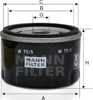 Mann-Filter W 75/5 - Масляный фильтр unicars.by