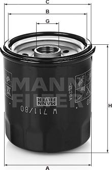 Mann-Filter W 711/80 - Масляный фильтр unicars.by