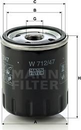 Mann-Filter W 712/47 - Масляный фильтр unicars.by