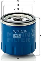 Mann-Filter W 712/16 - Масляный фильтр unicars.by