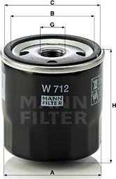 Mann-Filter W 712 - Масляный фильтр unicars.by