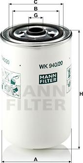 Mann-Filter WK 940/20 - Топливный фильтр unicars.by