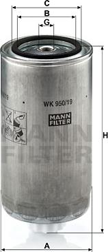 Mann-Filter WK 950/19 - Топливный фильтр unicars.by