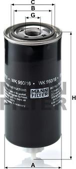 Mann-Filter WK 950/16 x - Топливный фильтр unicars.by