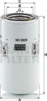 Mann-Filter WK 930/6 x - Топливный фильтр unicars.by