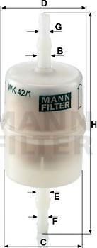 Mann-Filter WK 42/1 - Топливный фильтр unicars.by