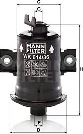 Mann-Filter WK 614/36 x - Топливный фильтр unicars.by