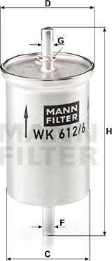 Mann-Filter WK 612/6 - Топливный фильтр unicars.by